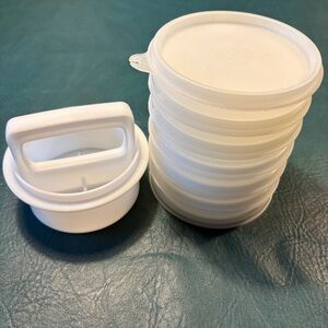 Tupperware burger press & 6 Stackable Storage Containers with lid